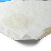 ギリシャの青い教会のインクと水の色 ポスター (角)