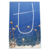 ギリシャの青い海 ミディアムペーパーバッグ (裏面)