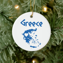 ギリシャの青と白の地図 セラミックオーナメント