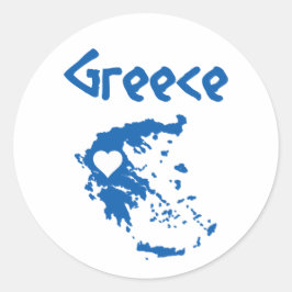 ギリシャの青と白の地図 ラウンドシール