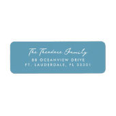 ギリシャの青と白シンプルの結婚差出人住所 ラベル (正面)