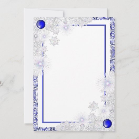 ギリシャの青と雪の花模様のセラミックレース カード (裏面)