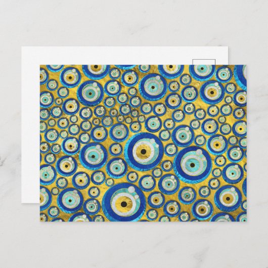 ギリシャの青ガラスの邪悪な目のアミュレットパターン ポストカード (正面/裏面)