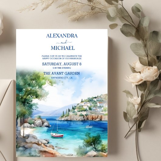 ギリシャの風景サントリ結婚ーニ 招待状