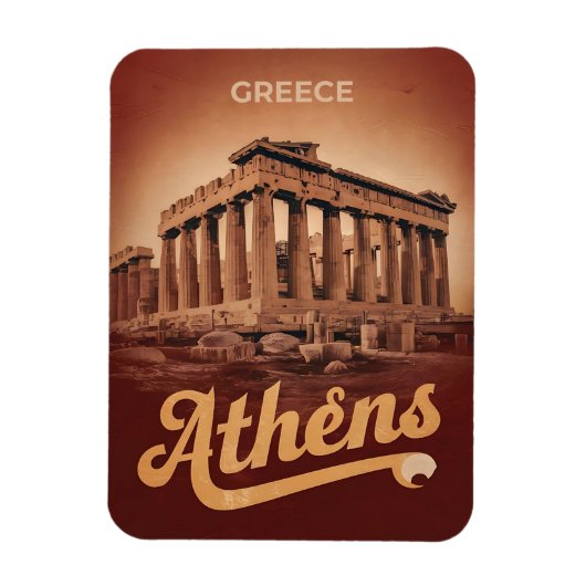 ギリシャの首都アテネのビンテージ旅行ギフト マグネット (縦)