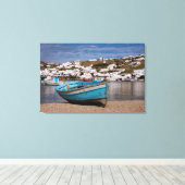 ギリシャの魚釣り船の港と港 キャンバスプリント (インサイチュ (ウッドフロア))