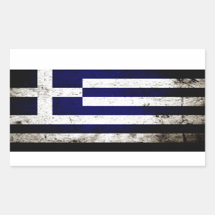 ギリシャの黒くグランジな旗 長方形シール