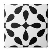 ギリシャの黒と白の花のタイル タイル (正面)