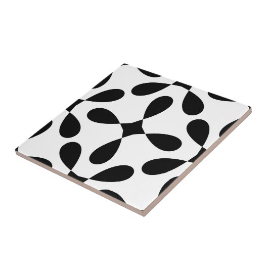 ギリシャの黒と白の花のタイル タイル (側面)