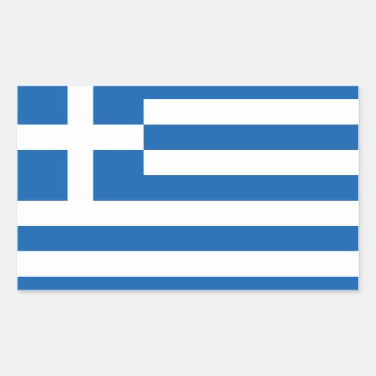 ギリシャのFOUR国旗「ΕΛΛΆΔΑ」 長方形シール (正面)