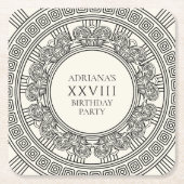 ギリシャまたはローマをテーマにした誕生日パーティー スクエアペーパーコースター (正面)