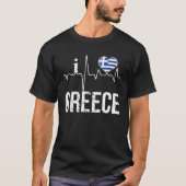 ギリシャを愛するハートビートの旗 - ギリシャ人の誇り Tシャツ (正面)
