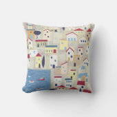 ギリシャアイランド魚釣りヴィレッジアート クッション (正面)