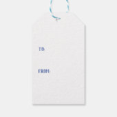 ギリシャアステカ円鍵悪い目パターンブルー ギフトタグ (裏面)