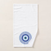 ギリシャアステカ円鍵悪い目パターンブルー バスタオルセット (ハンドタオル)