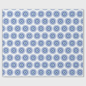 ギリシャアステカ円鍵悪い目パターンブルー ラッピングペーパー (フラット)