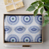 ギリシャアステカ円鍵悪い目パターンブルー 薄葉紙 (ギフト)