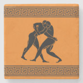 ギリシャアスリートレスリングオレンジストーンコースター ストーンコースター (正面)