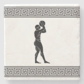 ギリシャアスリート – バスケットボールプレイヤーホワイトコースター ストーンコースター (正面)