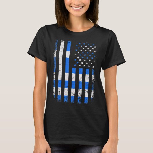 ギリシャアメリカン国旗ギリシャアメリカプライド伝統 Tシャツ (正面)