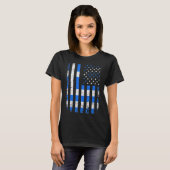ギリシャアメリカン国旗ギリシャアメリカプライド伝統 Tシャツ (正面フル)