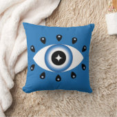 ギリシャイブアイブルー白黒 クッション (ブランケット)