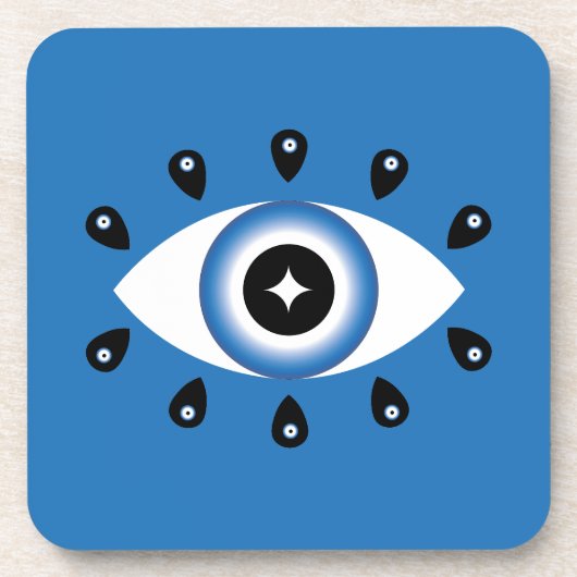 ギリシャイブアイブルー白黒 コースター (正面)