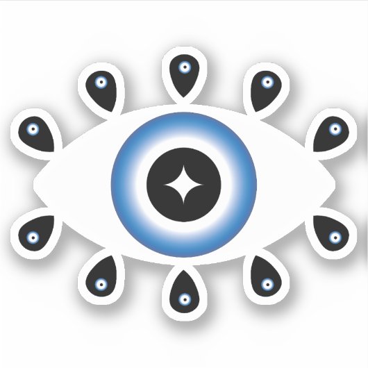 ギリシャイブアイブルー白黒 シール (正面)