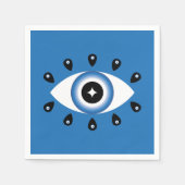 ギリシャイブアイブルー白黒 スタンダードカクテルナプキン (正面)