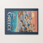 ギリシャイラストレーショントラベルアートヴィンテージ ジグソーパズル (横)