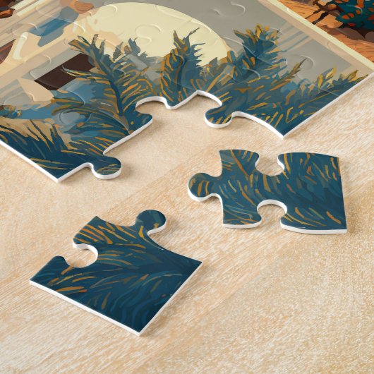 ギリシャイラストレーショントラベルアートヴィンテージ ジグソーパズル (側面)