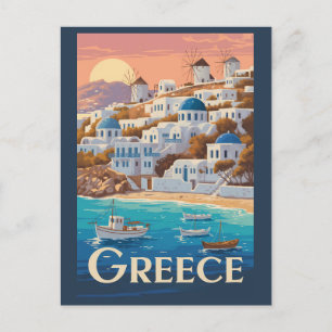 ギリシャイラストレーショントラベルアートヴィンテージ ポストカード