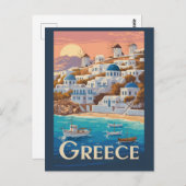 ギリシャイラストレーショントラベルアートヴィンテージ ポストカード (正面/裏面)