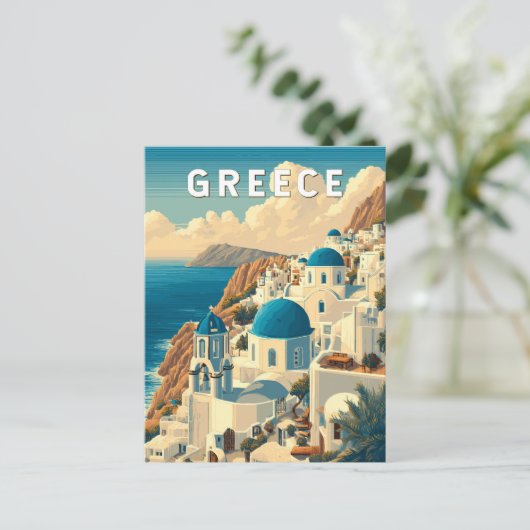 ギリシャイラストレーショントラベルアートヴィンテージ ポストカード (スタンド正面)