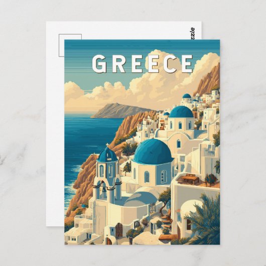ギリシャイラストレーショントラベルアートヴィンテージ ポストカード (正面/裏面)