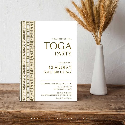 ギリシャエレガントかローマのトゥガの誕生日パーティー 招待状