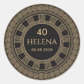 ギリシャエレガントかローマの誕生日でカスタム色 ラウンドシール (正面)