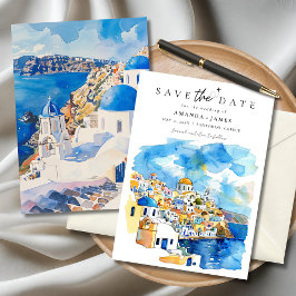 ギリシャエレガントの目的地の結婚式の日付を保存 招待状