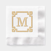 ギリシャエレガント鍵フレームイニシャルモノグラ独身のム 箔ナプキン (正面)