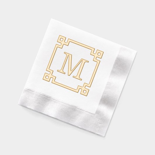 ギリシャエレガント鍵フレームイニシャルモノグラ独身のム 箔ナプキン (左)