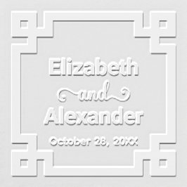 ギリシャエレガント鍵フレーム結婚の新郎新婦の名前