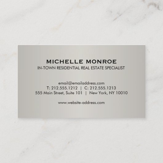 ギリシャエレガント鍵実在エテートのロゴ黒/グレー 名刺 (裏面)