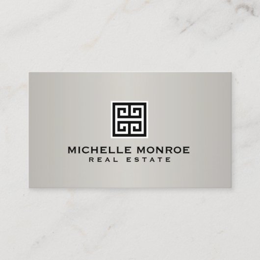 ギリシャエレガント鍵実在エテートのロゴ黒/グレー 名刺 (正面)