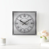 ギリシャエレガント鍵25結婚周年 スクエア壁時計 (ホーム)