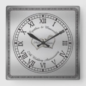 ギリシャエレガント鍵25結婚周年 スクエア壁時計 (正面)