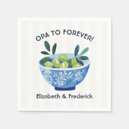 ギリシャオリーブボウルのウェディング「Opa to Forever」 スタンダードカクテルナプキン