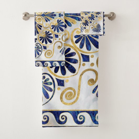 ギリシャオーナメントアワビの殻と金ゴールド バスタオルセット (インサイチュ)