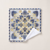 ギリシャオーナメントアワビの殻と金ゴールド バスタオルセット (ウォッシュタオル)