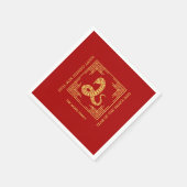 ギリシャオーナメントフレームゴールデンスネークレッド スタンダードカクテルナプキン (角)