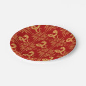 ギリシャオーナメントフレーム金ゴールドスネークパターンレッド ペーパープレート (アングル)